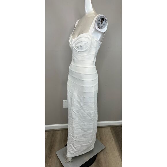 Hervé Léger Muse Sweetheart Body-Con Gown Alabaster Medium $1090 - Picture 8 of 12